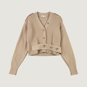 H&M Studio A/W 2020 Cardigan Women S Tan Ribbed Wool Blend Button Up